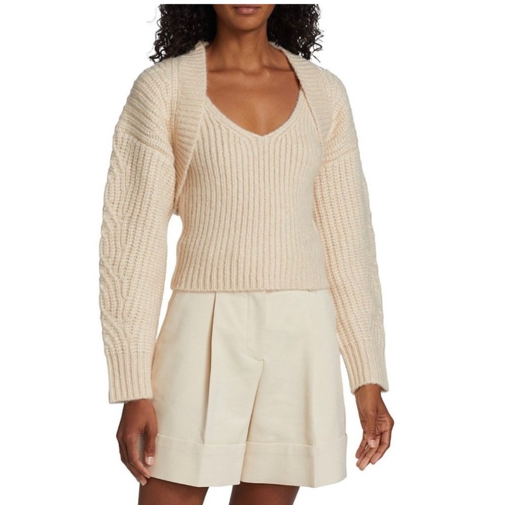 dh NEW YORK Cream V-Neck Sweater Set